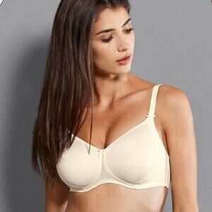 NEW Rosa Faia Beautyfull Size 40B Lace Rose Padded Bra Wireless Champagne Cream